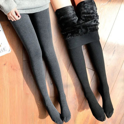 Fleece Lined Tights Women Winter Thermal Leggings Polar Skin Black Opaque Stockings Thick Warm Pantyhose Colorful Leg Warmers PlatiNum