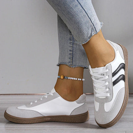Spring Autumn Platform Sneakers Women Fashion Mixed Colors Lace-Up Sport Shoes Woman Comfortable Non Slip Flat Trainers Female PlatiNum