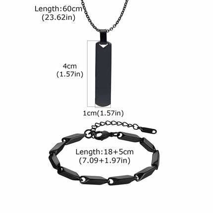 Vnox Set di 2 Pezzi Collana con Ciondolo e Bracciale da Uomo, Set di Gioielli in Acciaio Inossidabile Colore Nero Oro Argento, Regali di Gioielleria alla Moda platinumshop
