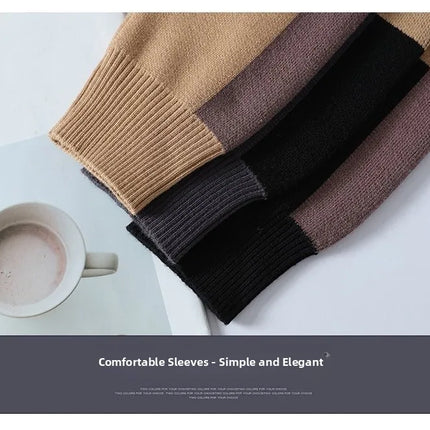 round Neck Knitted Sweater Autumn Winter Men's Fashion Thickened Long Sleeve Leisure Comfortable Fit Youthful Style Polyester...