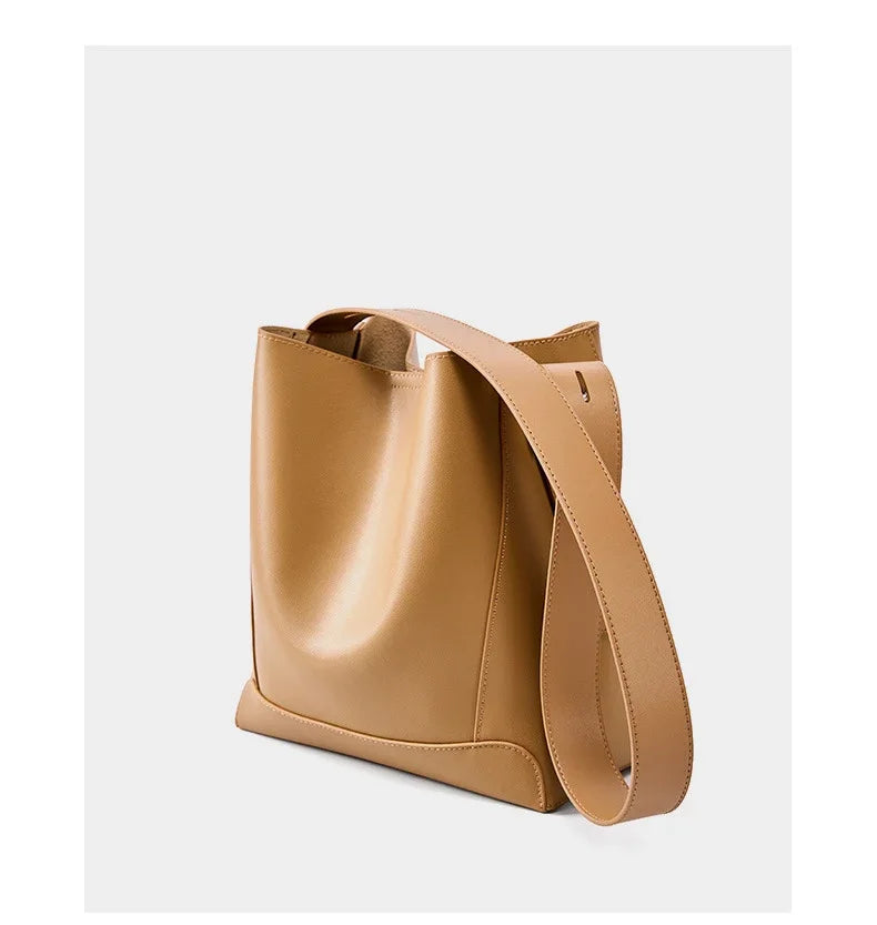 100% Genuine Leather Women Shoulder Bag Large Capacity Cowhide Bucket Bags Fashion Casual Female Crossobdy Bag 2391