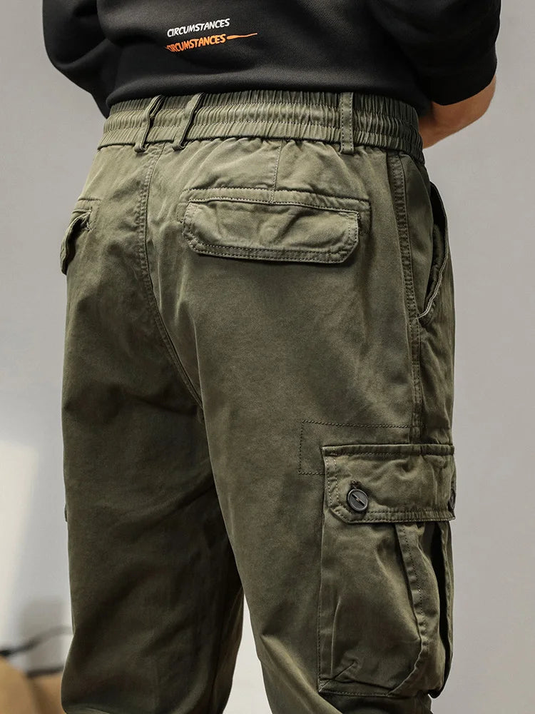 2023 New Multi-Pockets Spring Summer Cargo Pants Men Streetwear Zipper Leg Skinny Work Joggers Cotton Casual Tactical Trousers