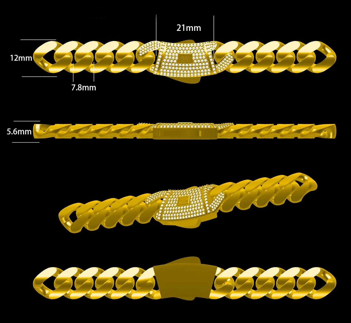 2025 Collana cubana Hip Hop dei nuovi uomini Bracciale Miami Primavera Zircone Fibbia Ottone Retro 14K Catena spessa Nero Logo personalizzato