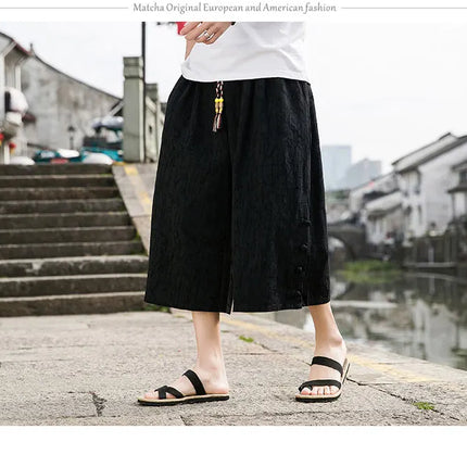Pantaloni da samurai giapponesi Kimono da uomo Pantaloni casual in cotone retrò da uomo Pantaloni larghi casual Hip Hop Harajuku di alta qualità da uomo