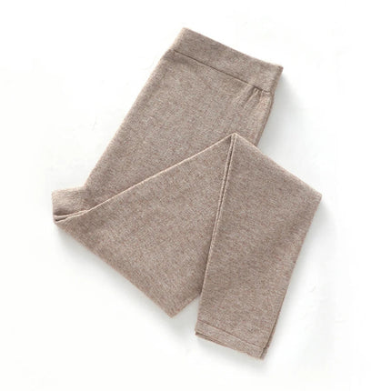 100% Wool Pants Women's Autumn and Winter Knitted Leggings Solid Color Warm Solid Color Wool Leggings Women's Clothes PlatiNum