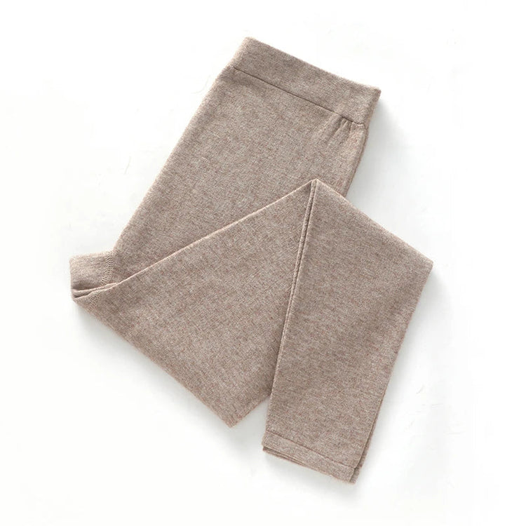 100% Wool Pants Women's Autumn and Winter Knitted Leggings Solid Color Warm Solid Color Wool Leggings Women's Clothes PlatiNum