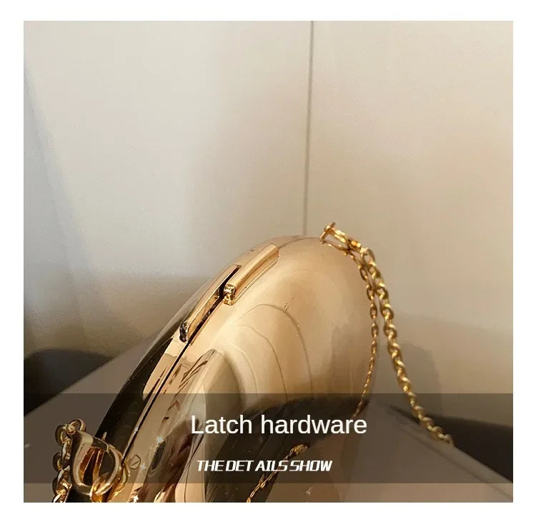 Designer Acrylic Shell Shape Clutch Bag Gold Silver Women Evening Party Bag Cute Shiny Metal Shoulder Crossbody Bags Small Purse PlatiNum