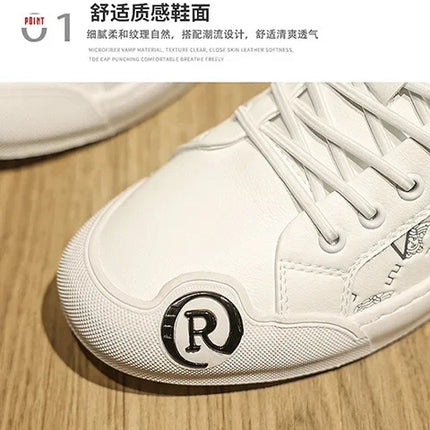 European Station Leather Fashion Men's Sneakers Men Shoes Man Embossed All Fashion Leather Red Casual Shoes for Men Men Shoes