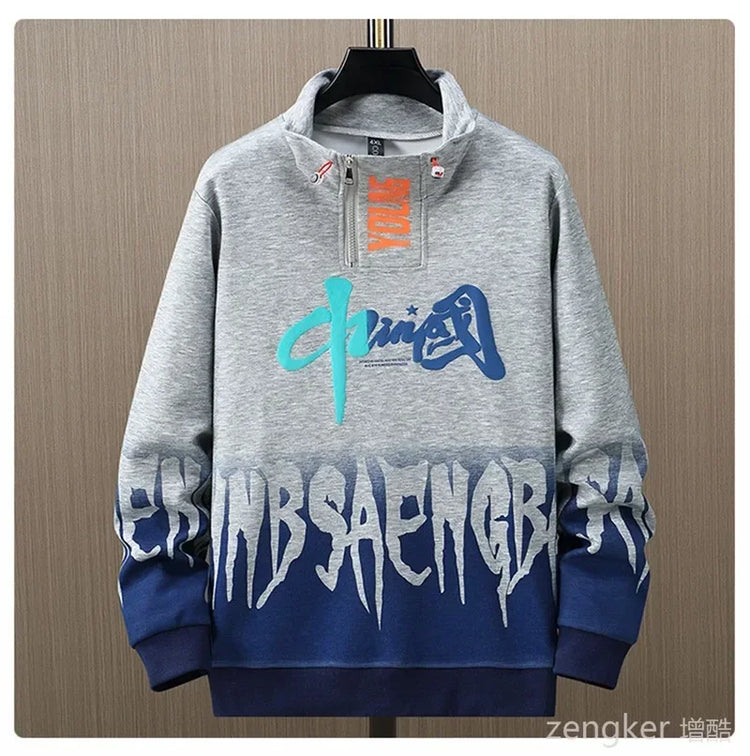 Men Spring Autumn Hooded Sweater Letter Plus Size Trendy Loose Sports Leisure Youth Student Hoodie 11xl 170kg 10XL 9XL