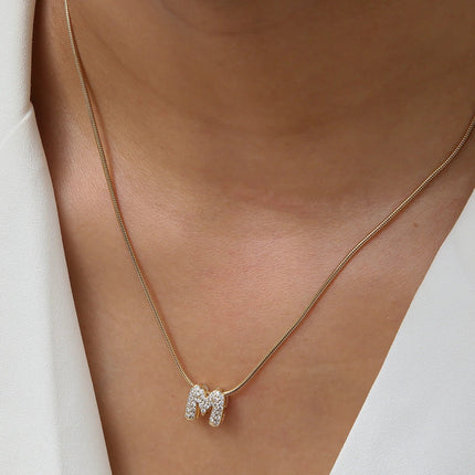Fashion Tiny CZ Zircon Initial Alphabet Pendant Neckalce Gold Plated Stainless Steel A-Z Letter Necklaces Birthday Gifts Jewelry PlatiNum