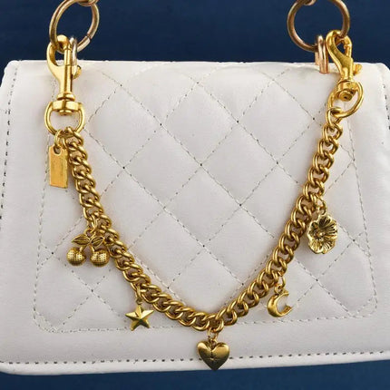 Cherry Blossom Bag Chain Strap Floral Purse Accessory for Women Fashion Crossbody Bag Charm 30cm PlatiNum