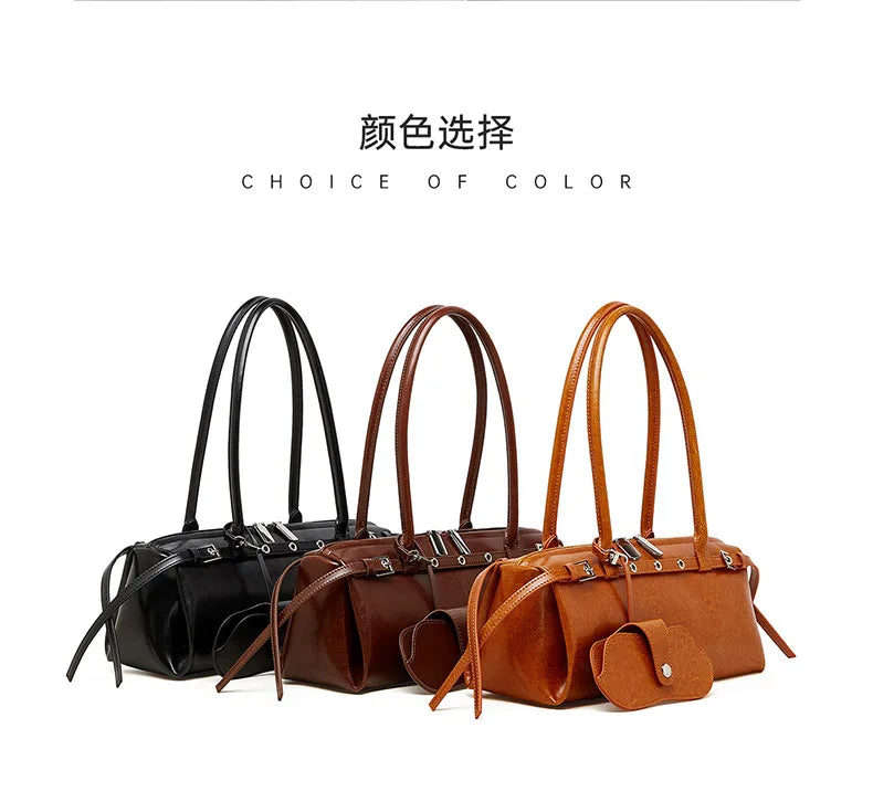 YANATARI underarm cowhide Genuine leather handbags women vintage shoulder bag female  luxury bag high quality long bag