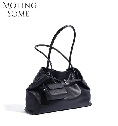 Motingsome Oversized Natural Leather Woman Bags 2025 New Fashion Handbag and Purses Large Capacity Commuter Bag Casual Tote