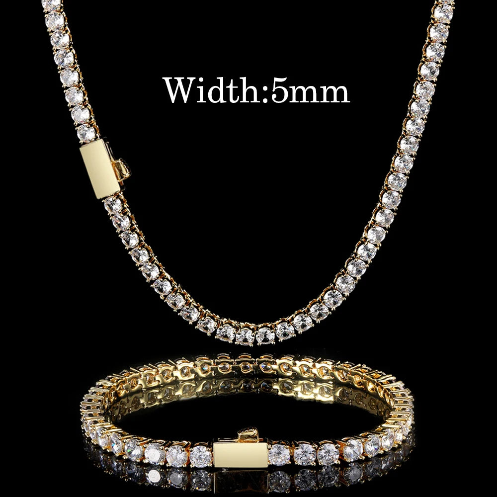 Gioielli Hip Hop Cubic Zirconia ghiacciata Catena da tennis ghiacciata Collana bling placcata oro 18 carati per le donne Logo laser personalizzato gratuito