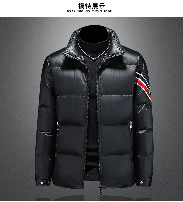 New Men's Short Down Jacket Korean Style Trendy stand collar Winter Coat Fashionable Stylish Warm Puffer Jacket