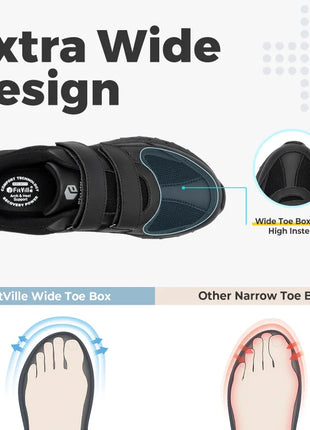 Scarpe da ginnastica FitVille da uomo a punta larga, basse, antiscivolo, leggere, per piedi gonfi, con supporto per l'arco plantare