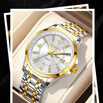 SUNKTA Orologio da Donna con Diamanti, Moda Creativa, Acciaio Impermeabile, Orologio al Quarzo Casual Luminoso con Bracciale platinumshop