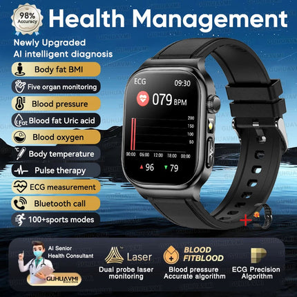 2026 Nuovo Misurazione Accurata Salute Smart Watch ECG + PPG Acido Urico Pressione Sanguigna Lipidi Nel Sangue Chiamata BT Smartwatch Per Le Donne Degli Uomini platinumshop