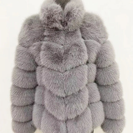 ZADORIN Winter Clothes For Women Stand Collar Splicing Long Sleeve Faux Fur Coat Women Black White Fluffy Jacket Faux Fur Coats