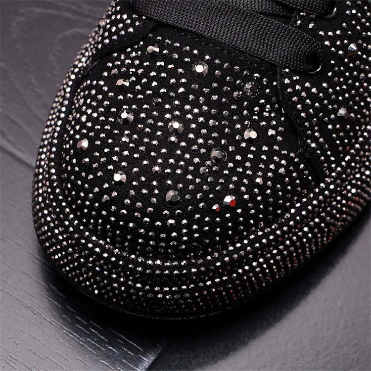 Luxury Fashion New Designer Charm Men's Lace Up Rhinestone Platform Causal Shoes Male All Match Sport Walking Runner Sneakers