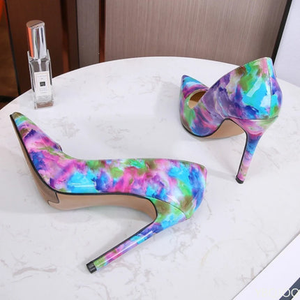 Tacchi alti dimagranti alla moda e sexy di grandi dimensioni Tacchi sottili Bocca poco profonda Punta a punta Tacchi alti di colore di nicchia Scarpe singole