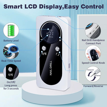 Wireless Portable Rechargeable Electric Nail Polishing Machine New Cordless Nail Surface Polisher Gel Nail Remover Professional Home Salon Manicure Pedicure Care Tool For DIY Nail Art Design