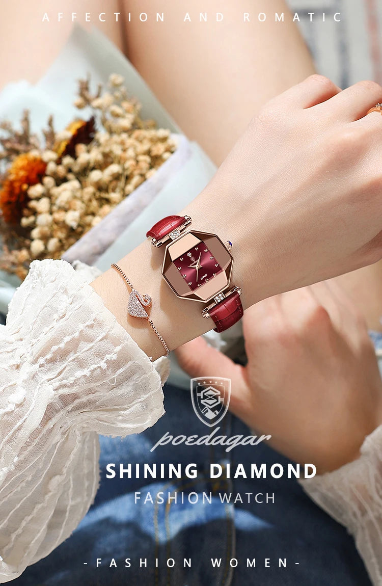 POEDAGAR Orologio da donna di alta qualità Orologi al quarzo in pelle impermeabile per donna Orologio da polso da donna casual di moda di lusso regalo Reloj platinumshop
