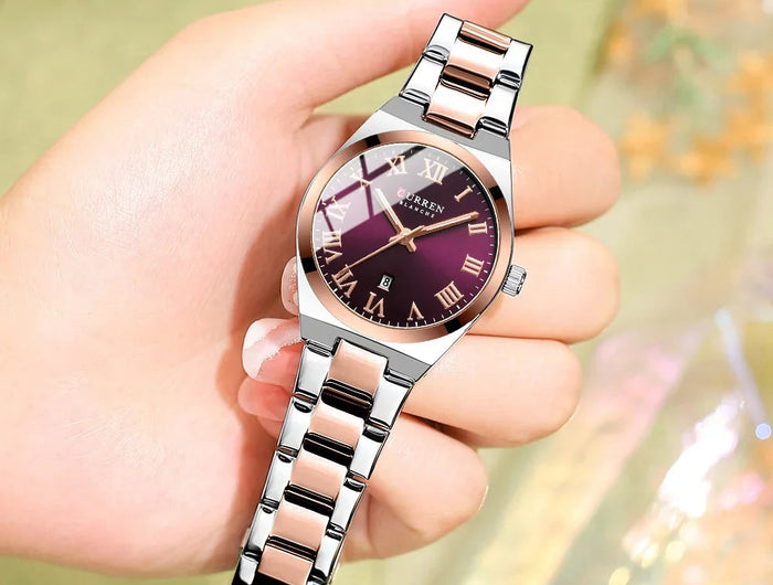 CURREN Orologio da donna, Orologi da donna, Orologi da donna, Abito alla moda impermeabile Bracciale in acciaio inossidabile Orologi analogici Data platinumshop