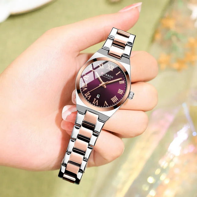 CURREN Orologio da donna, Orologi da donna, Orologi da donna, Abito alla moda impermeabile Bracciale in acciaio inossidabile Orologi analogici Data platinumshop