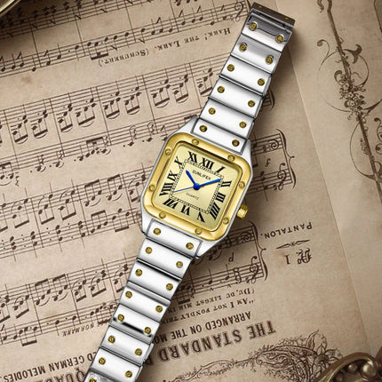Orologi da donna quadrati Orologio da donna al quarzo Orologio da polso femminile Cinturino in bambù in acciaio inossidabile Orologio da donna casual Orologio Relogio Feminino platinumshop