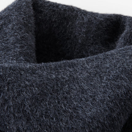 DUSHU Double-faced Wool Coat Detachable Scarf Collar Korean Style Thickened Woolen Long Overcoat for Winter Commute