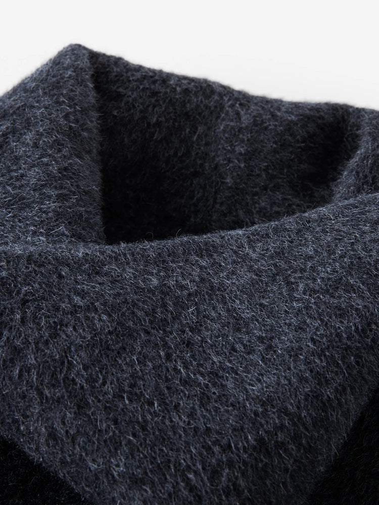 DUSHU Double-faced Wool Coat Detachable Scarf Collar Korean Style Thickened Woolen Long Overcoat for Winter Commute