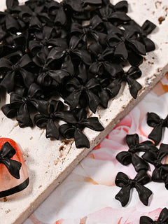 100/50/30pcs Resin Bow Nail Charms White Black 3D Long Ribbon Bowknot 3D Rhinestone For Korean DIY Kawaii Nail Art Decoration