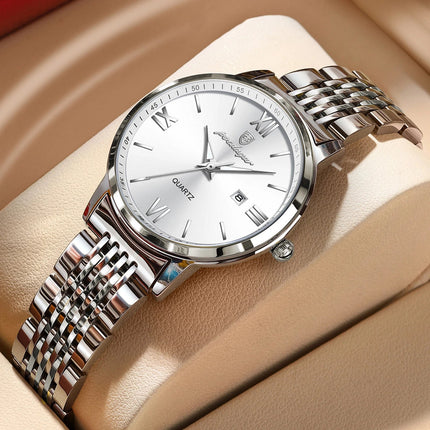 POEDAGAR Orologio da Donna Raffinato Impermeabile Luminoso con Data, Orologio da Polso Femminile di Alta Qualità in Acciaio Inossidabile, Elegante Orologio al Quarzo per Donne platinumshop