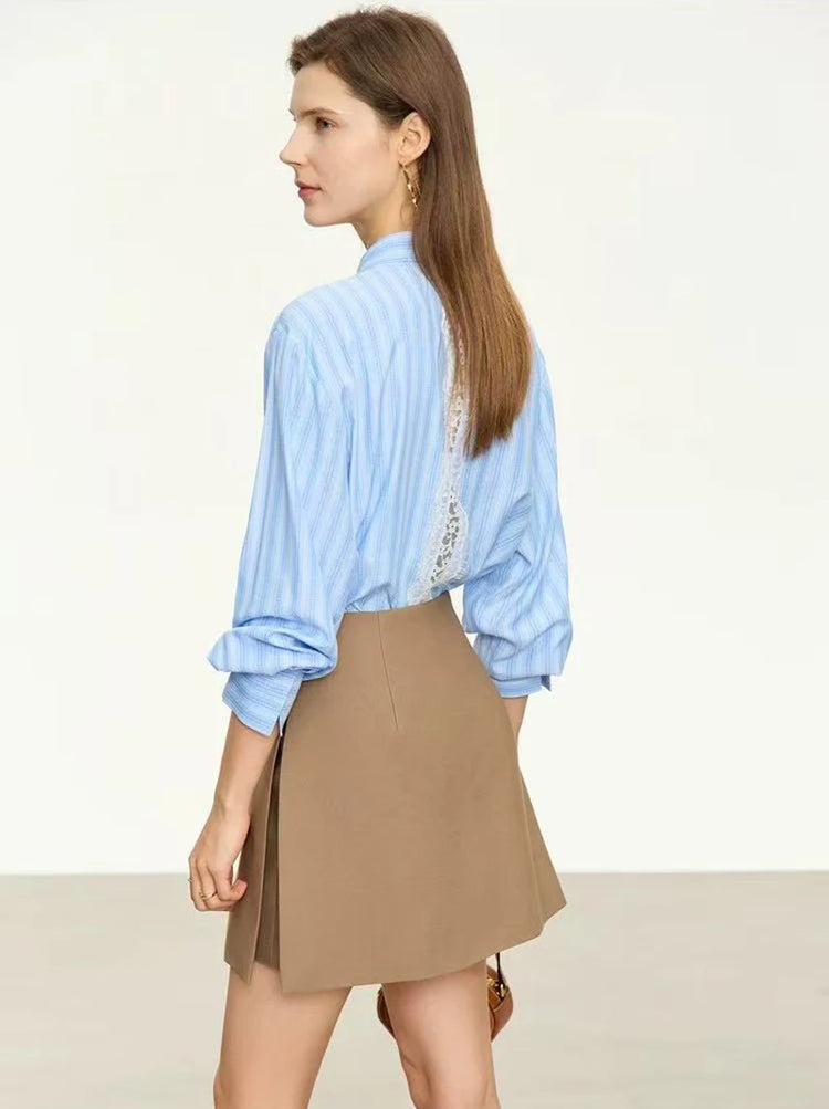 Gonne casual semplici da donna, stile coreano, a vita alta, per l'ufficio, da pendolare, a trapezio, tinta unita, abbinabili a tutto, gonne femminili