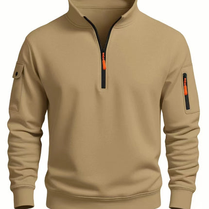 Men's sweatshirt 2025 autumn and winter new casual sports long-sleeve turtleneck half-zip windproof top