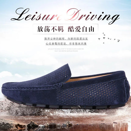 Mocassini da Uomo in Pelle Scamosciata Traspiranti Estivi, Scarpe da Guida di Lusso, Nuove Calzature Casual da Uomo