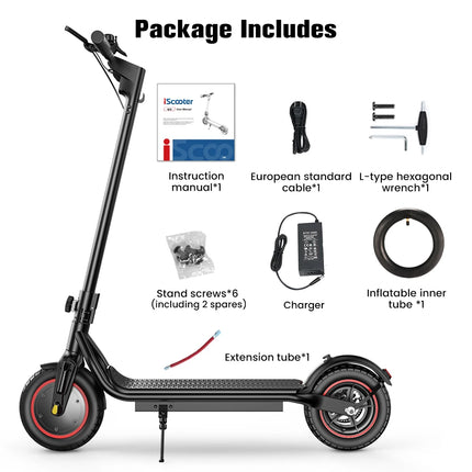 Monopattino Elettrico iScooter W6 10 Pollici 500W per Adulti, E-Scooter 36V 10.5Ah, Velocità 35km/h, Supporto APP, Autonomia 30km, Monopattini Elettrici Urbani