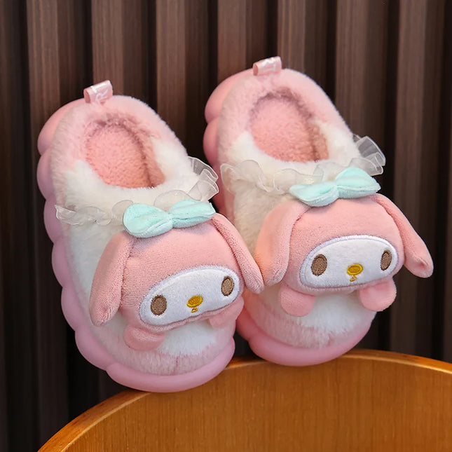Winter Family Plush Slippers, Parent-Child Match Cartoon Indoor Home Shoes, Cozy Cotton-Lined Non-Slip Slides for All Ages