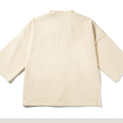 Sports Jacket, Japanese Retro Shirt, Shoulder Length Sportswear, Loose Seven Quarter Sleeves, Solid Color Casual Cardigan