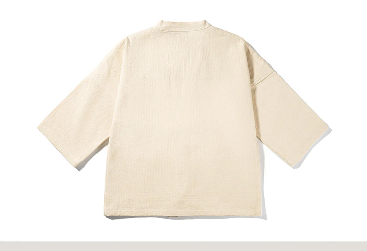 Sports Jacket, Japanese Retro Shirt, Shoulder Length Sportswear, Loose Seven Quarter Sleeves, Solid Color Casual Cardigan