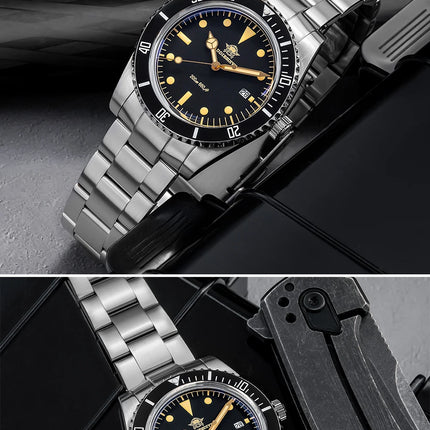 ADDIESDIVE 39mm Men's Analog Quartz Watch Ceramic Bezel K1 Domed Glass 200m Water Resistance C3 Super Luminous  Men's Dive Watch