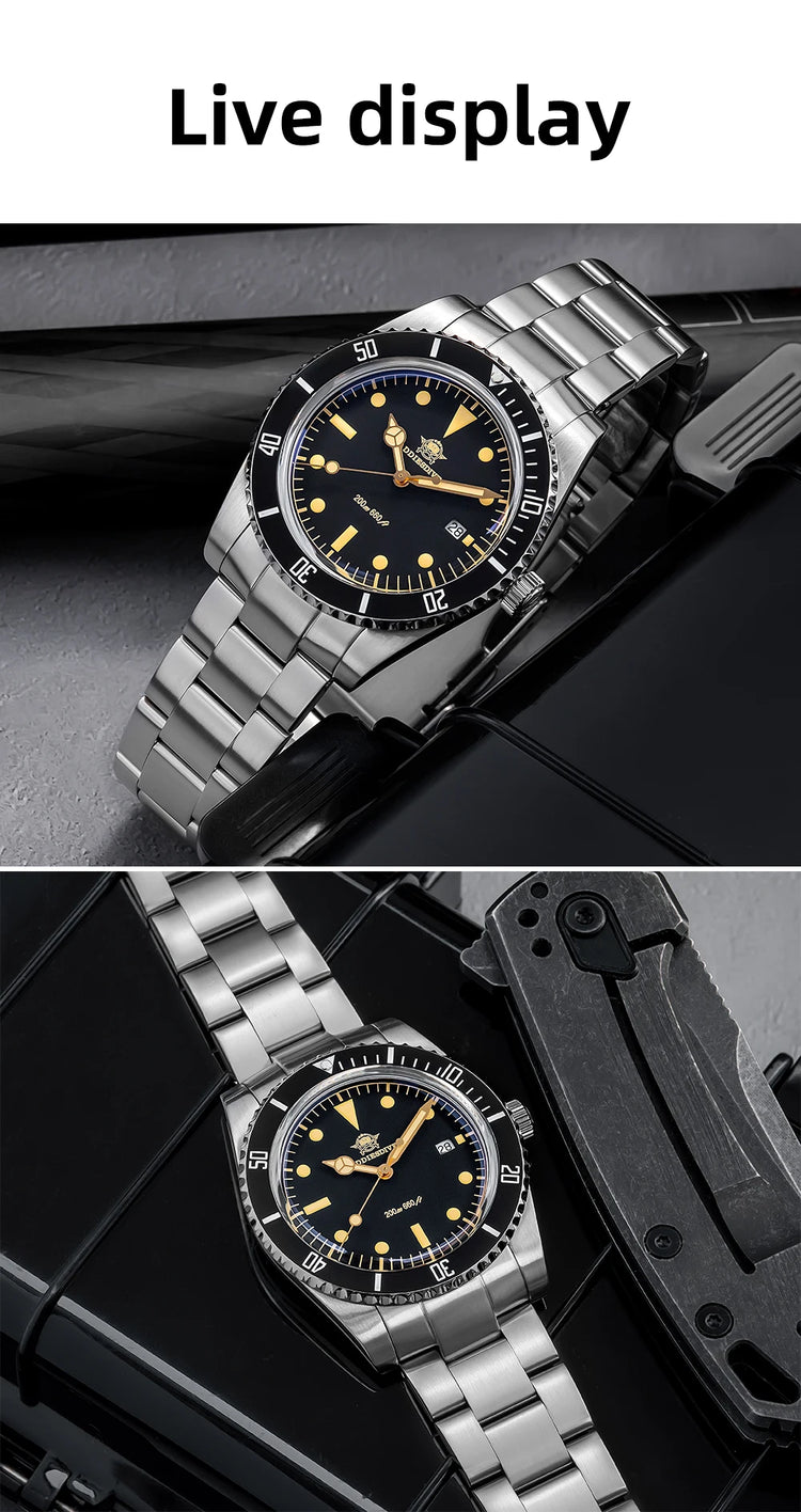 ADDIESDIVE 39mm Men's Analog Quartz Watch Ceramic Bezel K1 Domed Glass 200m Water Resistance C3 Super Luminous  Men's Dive Watch