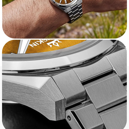 AddiesKin K010 Automatic Watch for Men Natural Tiger Eye Dial Miyota 9015 Movement Sapphire Crystal 200 Waterproof Luminous Gift