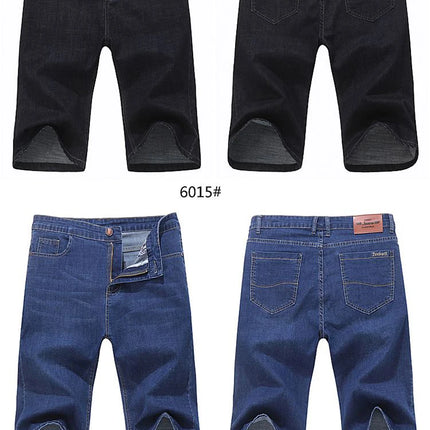 Pantaloncini di jeans da uomo estivi Nuovo stile Ricamo sottile Business Casual Jeans corti dritti Abbigliamento di marca maschile azzurro cielo