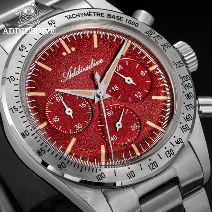 ADDIESDIVE Chronograph Watch For Men 10Bar Waterproof 316L Stainless Steel 0S20 C3 Vintage Luminous Luxury  Quartz Watch AD2552