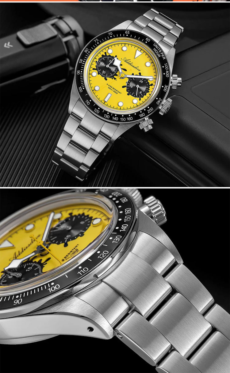 ADDIESDIVE VK64 Watches Men New Quartz Wristwatch Luxury Ceramic Bezel Chronograph BGW9 Luminous Diving 100m Waterproof AD2520