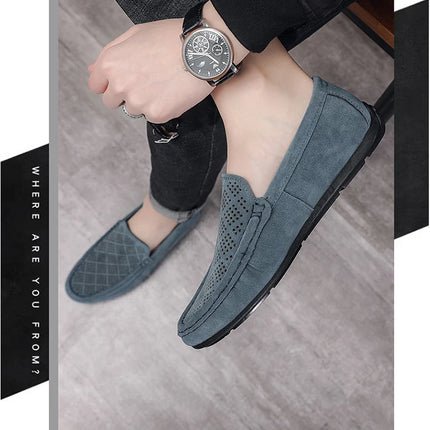 STRONGSHEN scarpe da uomo Casual Luxury Brand Slip on mocassini vuoti in pelle scamosciata mocassini da uomo estate traspirante scarpe da guida da uomo italiane