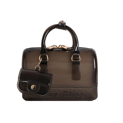 2025 Transparent PVC Beach Bag, Korean Style, Fresh and Sweet Silicone Shoulder Bag, Medium Size with Zipper Closure