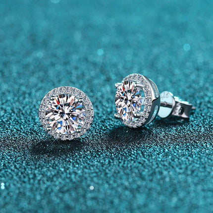 NeeTim Moissanite Stud Earrings for Women S925 Sterling Silver White Gold Plated Diamond Earring Ear Studs Wedding Fine Jewelry PlatiNum